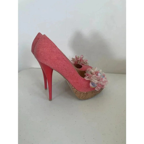 Women's‎ Diva Lounge Pink Floral Platform 6” High Heels Size 8.5 EUC! - Picture 2 of 8